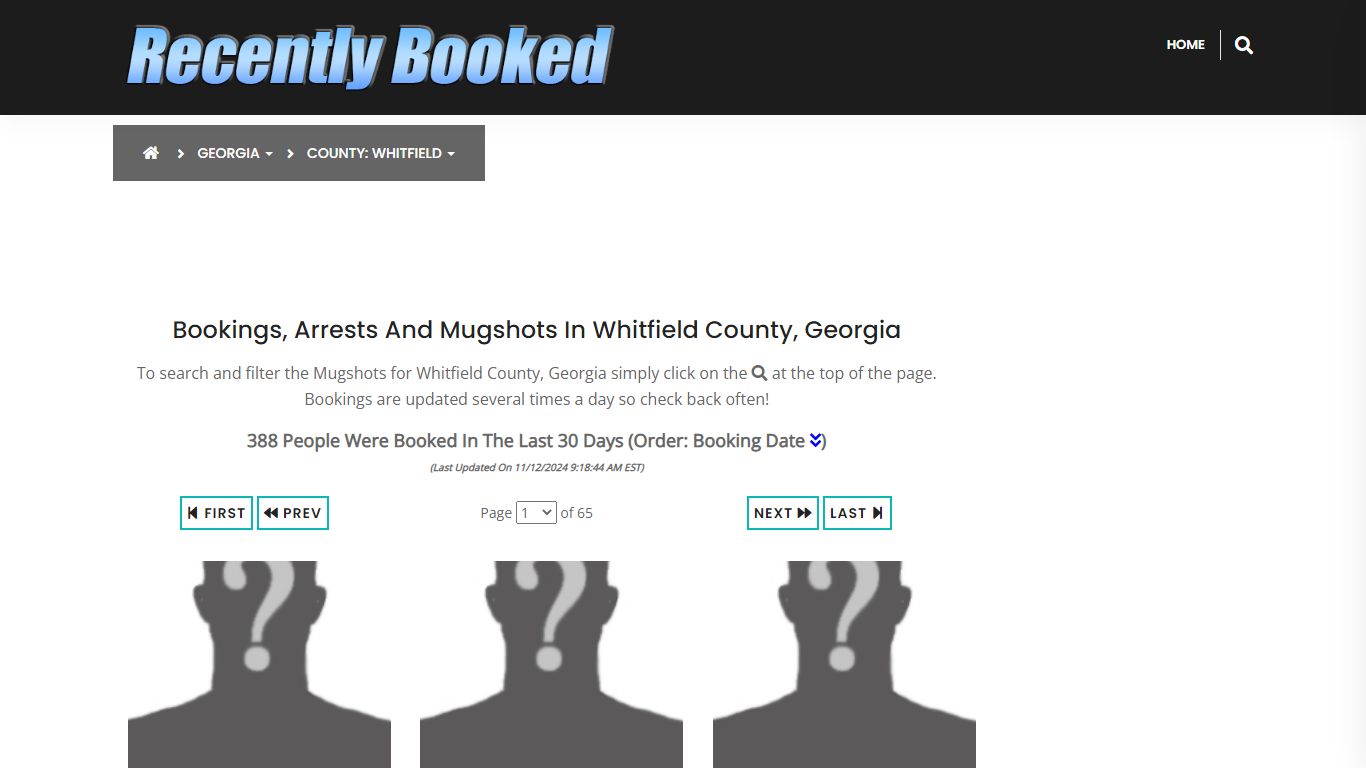 Bookings, Arrests and Mugshots in Whitfield County, Georgia